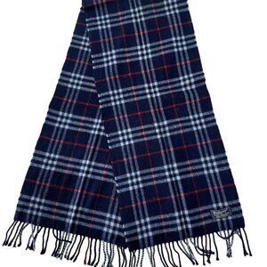 Burberrys Classic Check Scarf Black 100% Lambswool Unisex Scarf Made In England